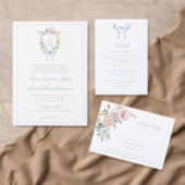 Elegant Floral Wreath Crest Monogram Table Number Kaart (Personaliseer de collectie van deze zelfstandige maker.)