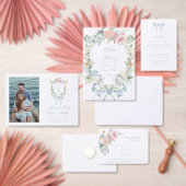 Elegante bloemenkrans | Monogram bruiloft Save The Date (Personaliseer de collectie van deze zelfstandige maker.)