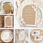 Elegant Flowers Boho Bridal Shower Sparkling Wijnetiket