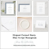 Monogram Elegant Dusty Blue Calligraphy Kaart
