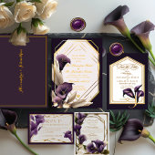 Elegante Vivid Violet Paarse en gouden bruiloft Kaart