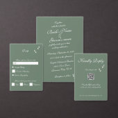 Elegant Formele Salie Olijf Groen Script Bruiloft Kaart (Personaliseer de collectie van deze zelfstandige maker.)