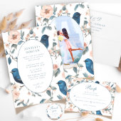 Elegant script Franse bloemenkoppels briefpapier Notitiekaartje