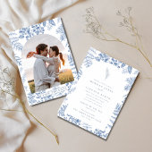 Elegant Frans Blauw Bloom Bloemen Bruiloft Kaart