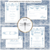 Elegante Franse Blauw Victoriaans Chinoiserie brui Bedankkaart