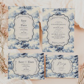 Elegant Frans Blauw  Bloemen Bruiloft Kaart