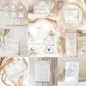 Elegante Franse Bloemen Blauw Toile bruiloft Kaart