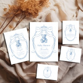 Elegante Franse teddybeer Diapper Raffle Informatiekaartje