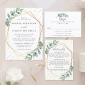 Eucalyptus Geometric Roos Gold Foil Weddenschap Kaart