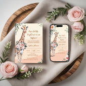 Roze Bloemen Giraffe Safari Baby shower Favoriet B Bedankdoosjes