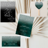 Elegante Glitter Bokeh Green bedankpas Servet