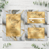 Elegante Faux Gold, White & Grey Marbled Wedding Kartonnen Onderzetters (Personaliseer de collectie van deze zelfstandige maker.)