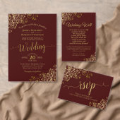 Gold Frills op Auburn Elegant Wedding Calendar Save The Date (Personaliseer de collectie van deze zelfstandige maker.)