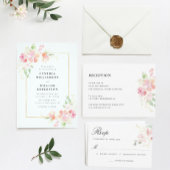 Script belettering bloemengrijs en blozen bruiloft kaart