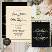 Elegant Black and Gold Wedding Ronde Sticker