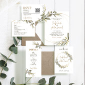 Elegante gouden en groene bruiloft save the date