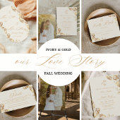 Elegant Boho | Gouden herfstbruiloft Ronde Sticker