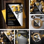 Balloons Elegant Black | 21ste verjaardag van de g Acryl Uitnodigingen