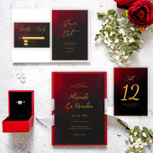 Elegant Goud Zwart en Rood Bruiloft Save The Date
