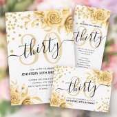 Glam Gold Floral Glitter 30e verjaardag Script Bedankjes Labels