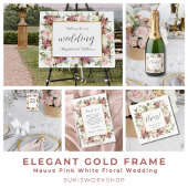 Romantic Mauve Pink White Greenery Weeding Invita Kaart