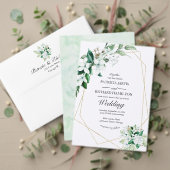 Geometrische bloemengroen Bruiloft Menu (Personaliseer deze collectie van deze onafhankelijke maker. Test)