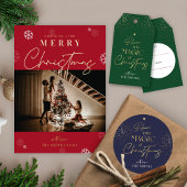 Kerstmis Groen & Goud Glitter Moderne Script Naam Grote Kerstsok