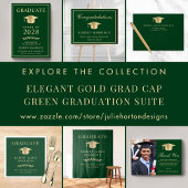 Elegant Groen Goud College Afstudeerfeest Uitnodiging Briefkaart