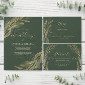 Elegant groen en gouden bruiloft RSVP kaartje (Personaliseer de collectie van deze zelfstandige maker.)