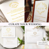 Aangepaste gouden bruiloft Menu Teken met Monogram Reclamebord Met Voetstuk