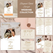 Elegante foto & gouden script bruiloft uitnodiging