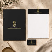 Elegante gouden ananas Logo op Taupe Custom Briefhoofd