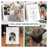 Elegant gold script graduate photo graduation aankondiging