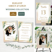 Elegant Groen & Goud Trouwprogramma Menu