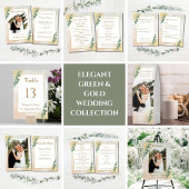 Elegant Groen & Goud Wedding Menu Kaart