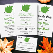 Elegante Boho groene herfst bladeren herfst bruilo Save The Date