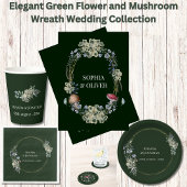 Elegante Groene Bloem en Paddestoel Krans Bruiloft Servet