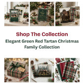 Elegante groene tartan gouden script kerstfeest kaart