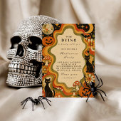 Elegant Groovy Retro Halloween Feest Kaart