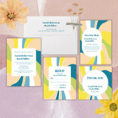 Retro Groovy Wavy Abstracte boog Bewaar de datum Kaart