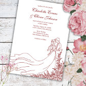 Rustieke Chic Hand getrokken paar Bourgondische br Kaart