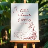 Elegante rustieke hand getrokken paar Bourgogne fo Save The Date