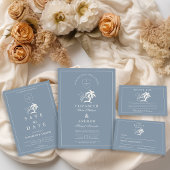 Elegante hand getrokken palmboom bruiloft bedankkaart