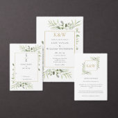 Monogram Initiaal Greenery Foliage Wedding Kaart (Personaliseer de collectie van deze zelfstandige maker.)