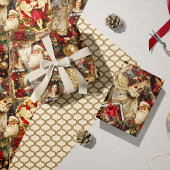 Elegant Ivory and Red Victorian Christmas Collage Cadeaulabel