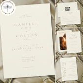 Elegant Ivory Cream Minimalist Wedding RSVP Kaartje