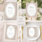 Mocha Brown French Stripe Lace Wedding Save The Date