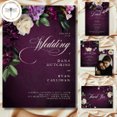 Elegante Lavendel & Bourgogne Floral Script Weddin Save The Date