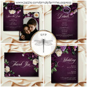 Elegante Lavendel & Bourgogne Floral Script Weddin Save The Date