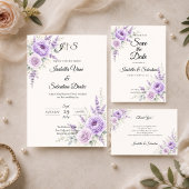 Elegante Lavendel Bloemige Bruiloft Save The Date